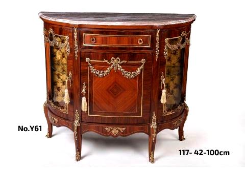 Francois Linke 19th century French Louis XV style gilt-ormolu-mounted veneer inlaid upholstered Display Cabinet Vitrine